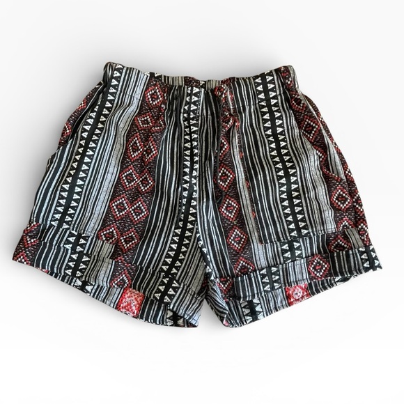 Pants - Tribal Print Shorts in Black and Red size: M